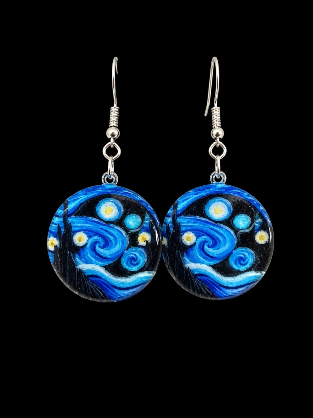 New Celestial Starry Night Art Earrings- Van Gogh Inspired 3D Effect